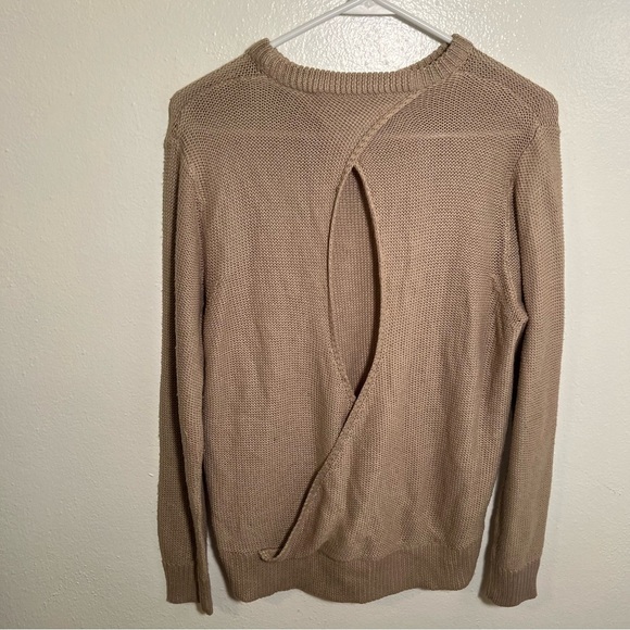 Zara Knit Crewneck Sweater Beige Open Back M - Picture 5 of 9